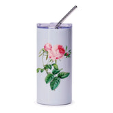 Pink Rose Tumbler, Floral Tumbler, Flower Tumbler, Botanical Tumbler, Aesthetic Tumbler, Gift For Her, Cute Tumbler, Stylish Tumbler - Tawshia